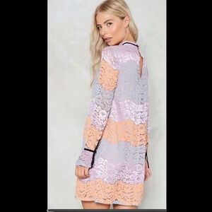 Nasty Gal New with Tags Women's Long Sleeve Lace Multicolor Dress Sz 10